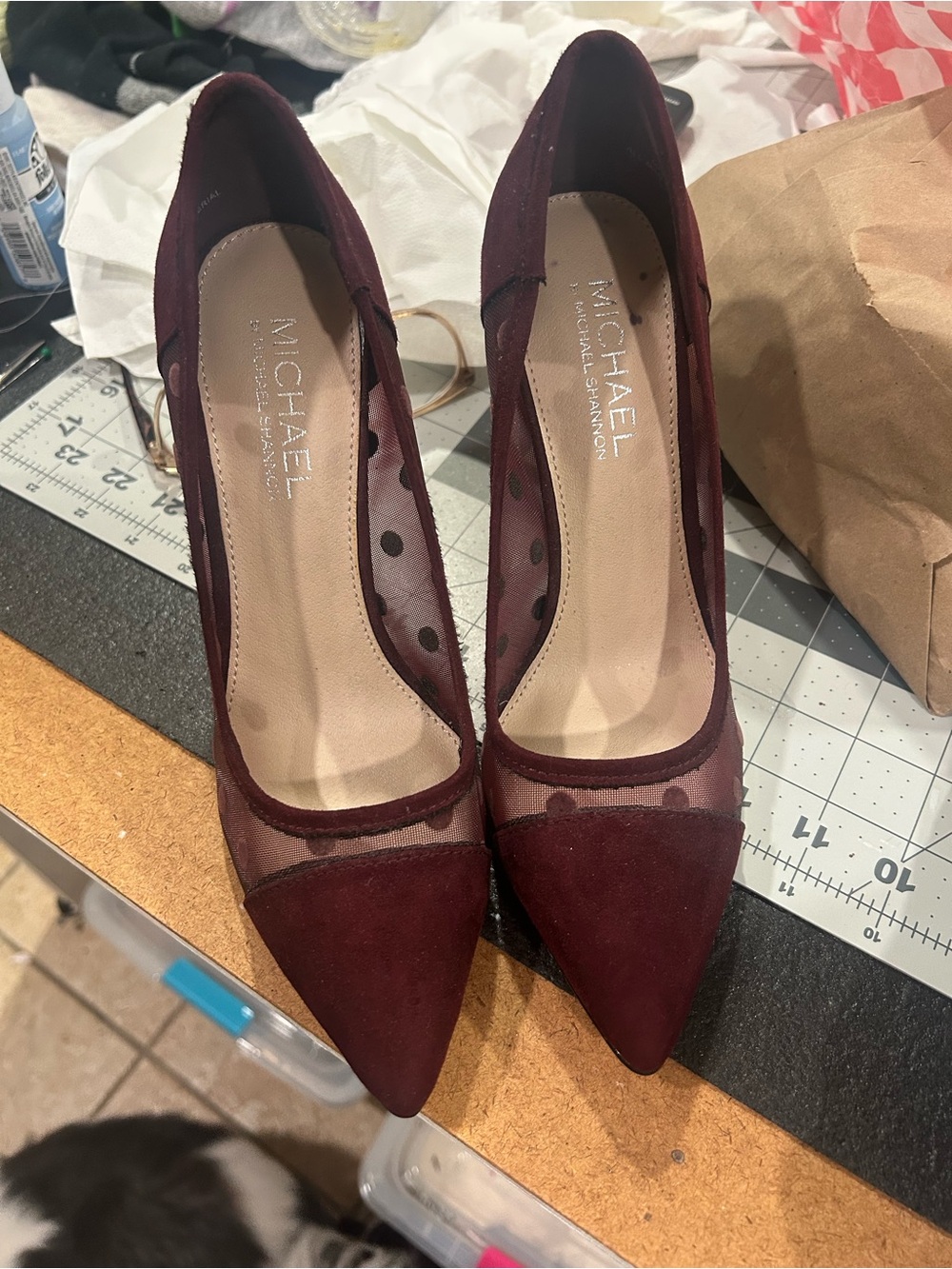 MICHAEL Michael Kors Wine Pointed-Toe Mesh Accent Pumps